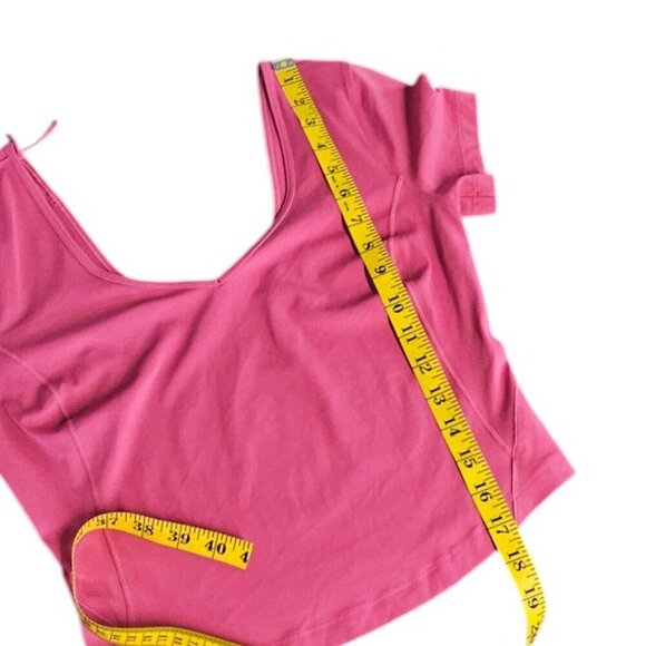 Lululemon Womens Align Short Sleeve Crop V-Neck Shirt, Pink, Nulu, Athletic, Gym - Picture 4 of 7